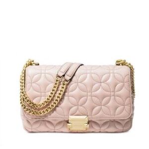 MICHAEL Michael Kors Sloan- Soft Pink Leather Jacquard Shoulder Bag